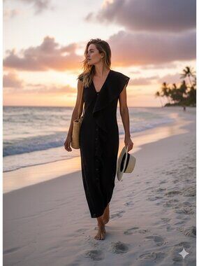Marysia Swim Maxi Swim Cover Black Size M Beach Resortwear Vacation Summer Boho